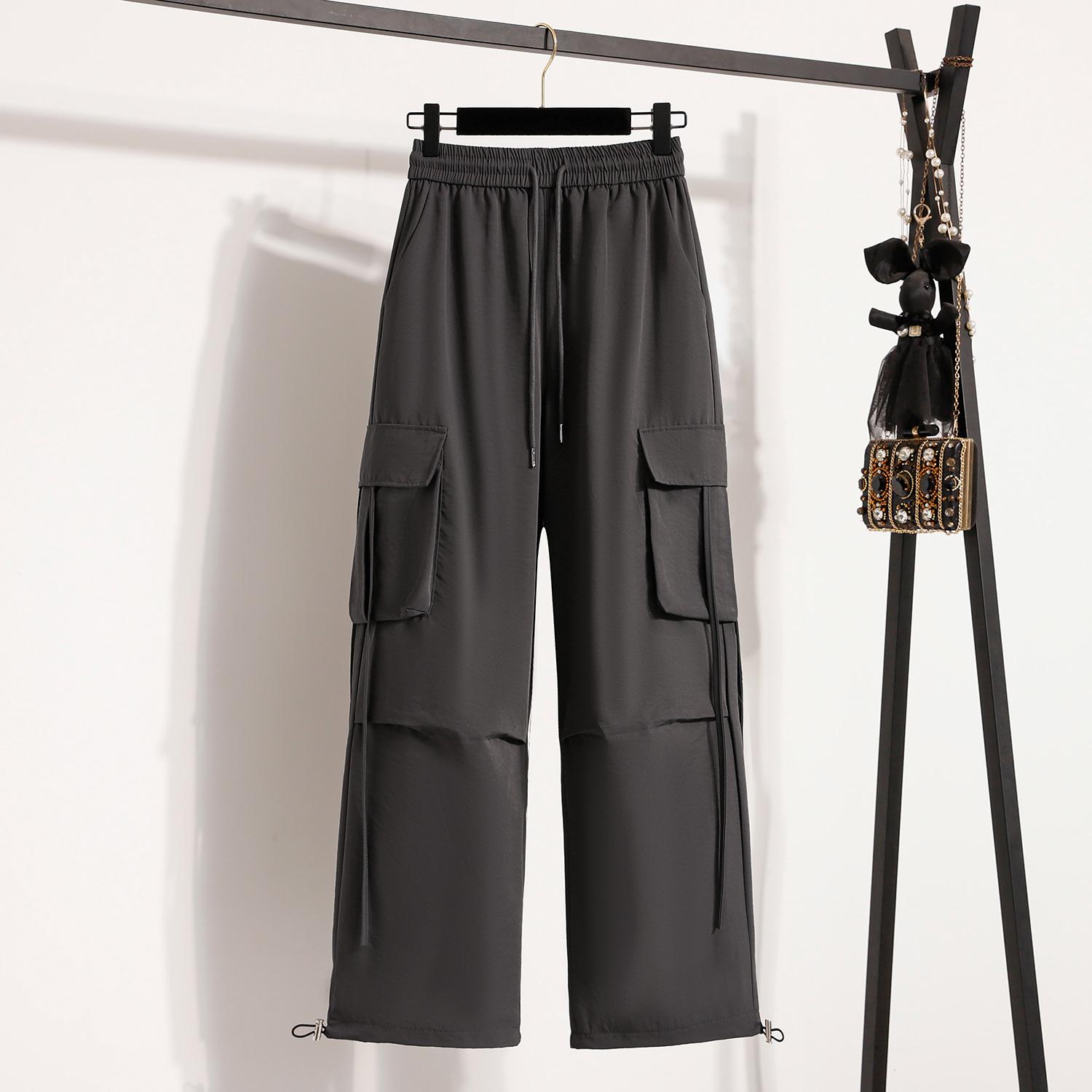 

DIMANAF Plus Size Summer Long Pants Women Solid Harem Elastic Waist Casual Loose Vintage Loose Pants New Harem pants 2XL