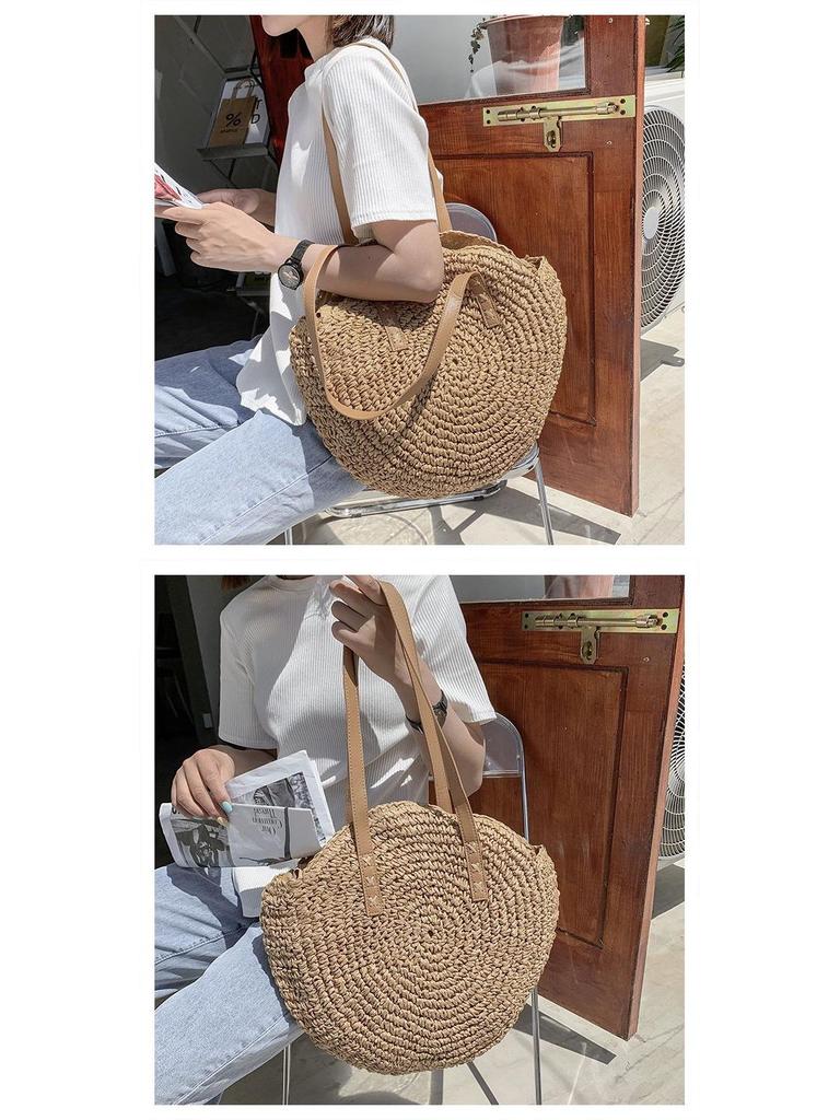 Large Capacity Ethnic Style Woven Shoulder Bag – Fashionable Women's Beach Handbag