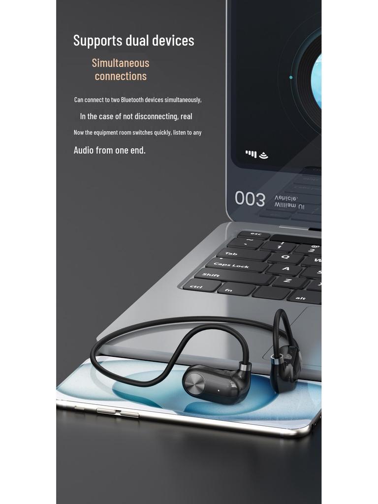 New 6.0 Air Conduction Bluetooth Headphones: Sweatproof, Waterproof, In-Ear & Over-Ear with Long Battery Life for Sports.