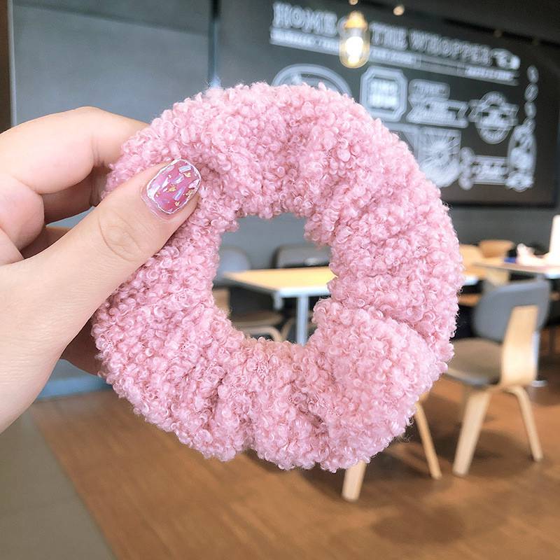 Hairpin Women's Warm Ponytail Holder Elastic Teddy Velvet Hair Band Fluffy Craft Scrunchie