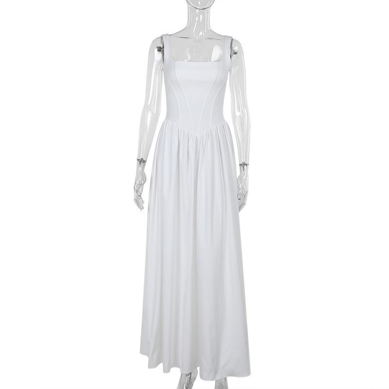 Evropský a americký dámský podzimní módní temperament elegantní slim fit jednobarevné šaty délky A-linie