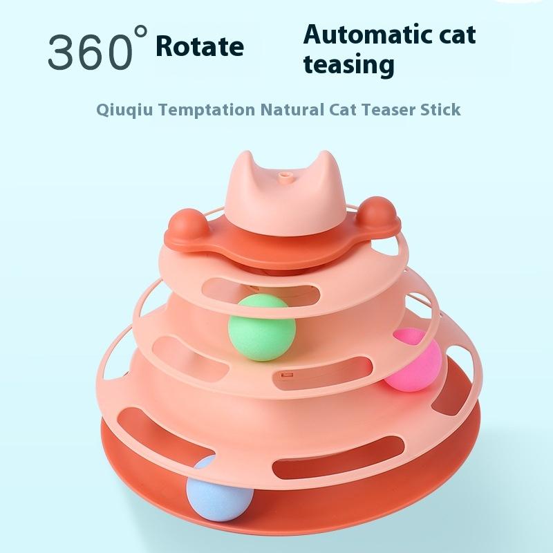 Interaktives Katzenspielzeug Feder Drehbar Haustier Katze Drehteller Bälle Intelligenztraining Katze Unterhaltungsplatte Kätzchen