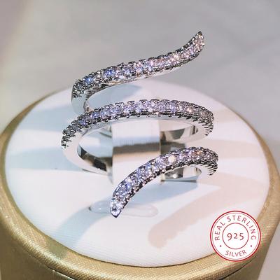 Anelli di Intreccio Multistrato per Donne Gioielli Anello da Dito da Donna Argento Anelli Grandi per Donne Moda da Donna Anello Vintage