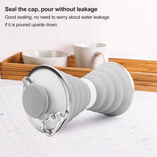 500ml Retractable Water Bottle Food Grade Leakproof Good Sealing Effect BPA Free Heat-Resistant Folding Type Water Bottle Retractable Beverage Cup