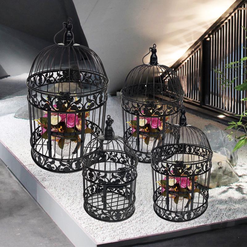 Large White European-Style Wrought Iron Birdcage Display Ornament for Weddings & Events