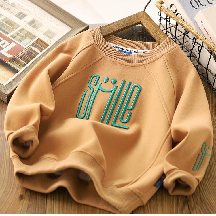 Big Size Spring Autumn Boys Shirt Fashion Letter Smile Full Sleeve Teenager Boys Sweatshirt 3-12 Years Children Top Clothes