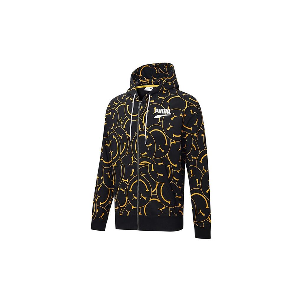 Puma Club AOP Full-Zip Smiley Print Hooded Jacket Men Jackets Black 530161-01