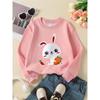 European sizes Kids' Crewneck Sweatshirt - Cute Rabbit Holding Carrot Pattern , Sportswear And Casual Wear, Soft And Comfortable, Children's Clothing