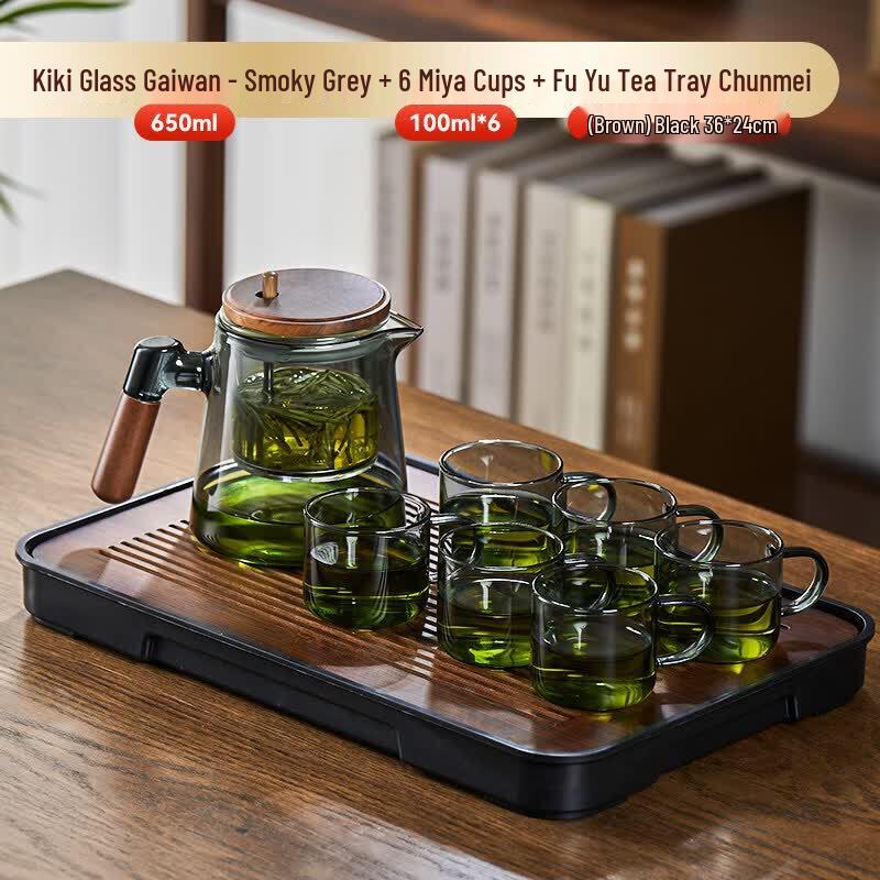 Elegant Glass & Walnut Magnetic Tea Infuser Set