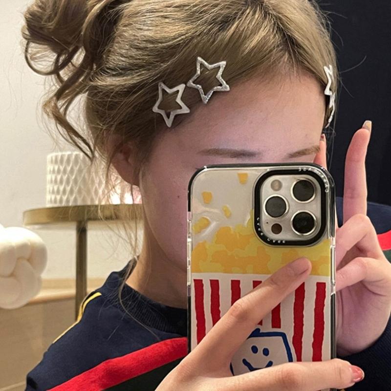 6pcs Fashion Sparkling Five-Pointed Star Hairpins Hair Duckbill Clip Sweet Hair Barrettes Fashion Hair Accessory Gifts