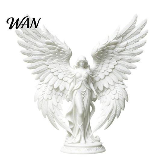Office Desk Angel Statue 3D Printed Figurine with Large Wings, White Matte Statue, Decoration Aesthetic Minimalist Sculpture for Home Desktop
