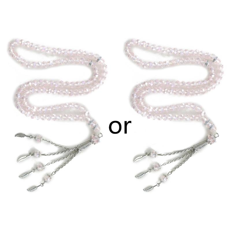 Crystal Tasbih Prayer Bead  Muhammad Islamic Prayer Rosary Beads Muslim Islam 99 Prayer Beads Necklace Foldable