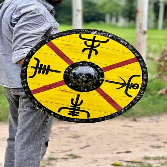 45.72 Cm Medieval Authentic King Fine Hair Viking Battle Worn Shield, Viking Gift, Battle Ready Viking Shield, Norse Viking Shield, Viking Gift