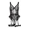 New Fun Underwear Sexy Black Lace Lace Pattern Mesh Women's Bodysuit Charm Underwear Set