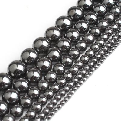 Natürliche schwarze Hämatit-Stein-lose Perlen für die Schmuckherstellung, Ständer 15'' 2/3/4/6/8/10/12 mm