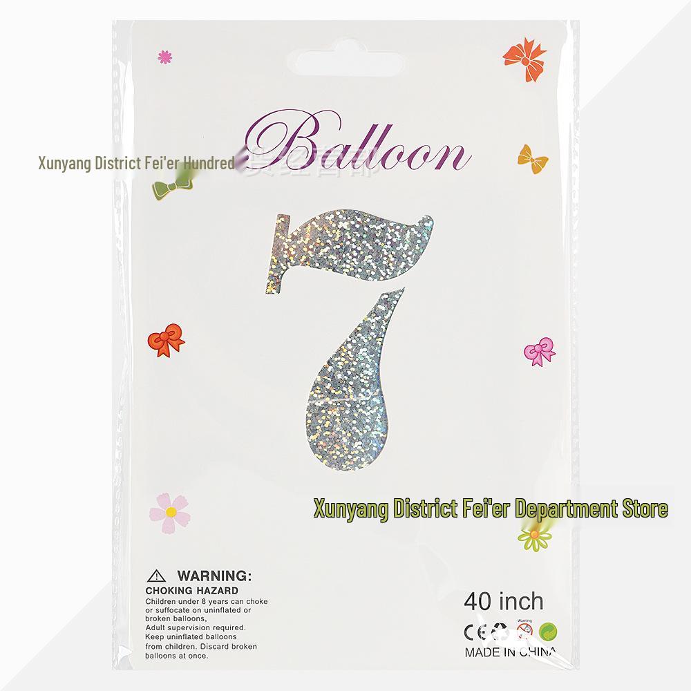 40-inch Aluminum Foil Laser Number Balloons for Birthday and Wedding Decorations