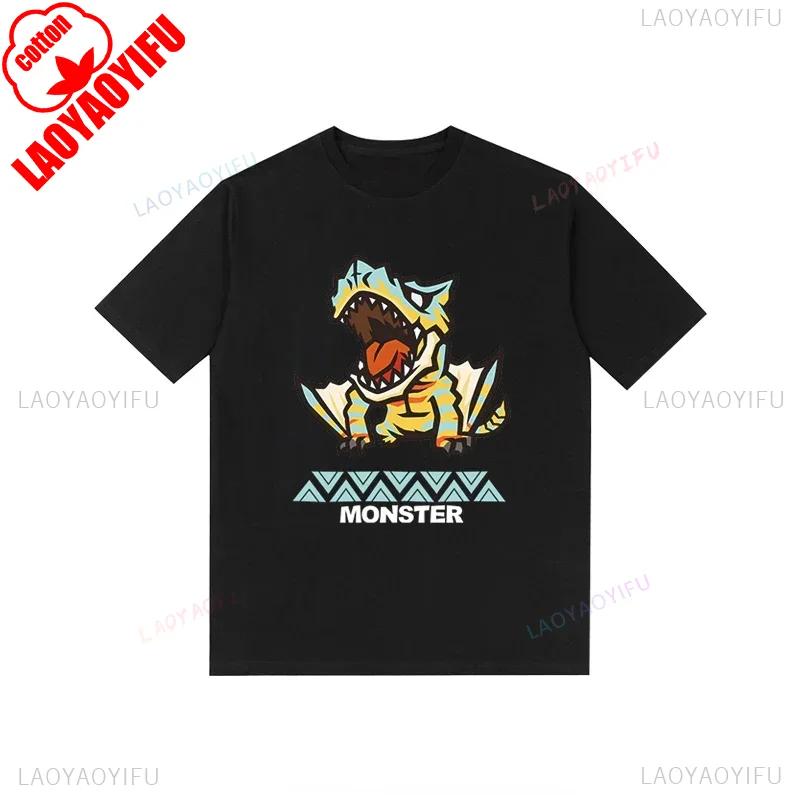 Monster Hunter Tshirt Funny Game Fans Cartoon Tops Cotton Korea Style Short Sleeve T Shirt Casual Hipster Streetwear Man Tees