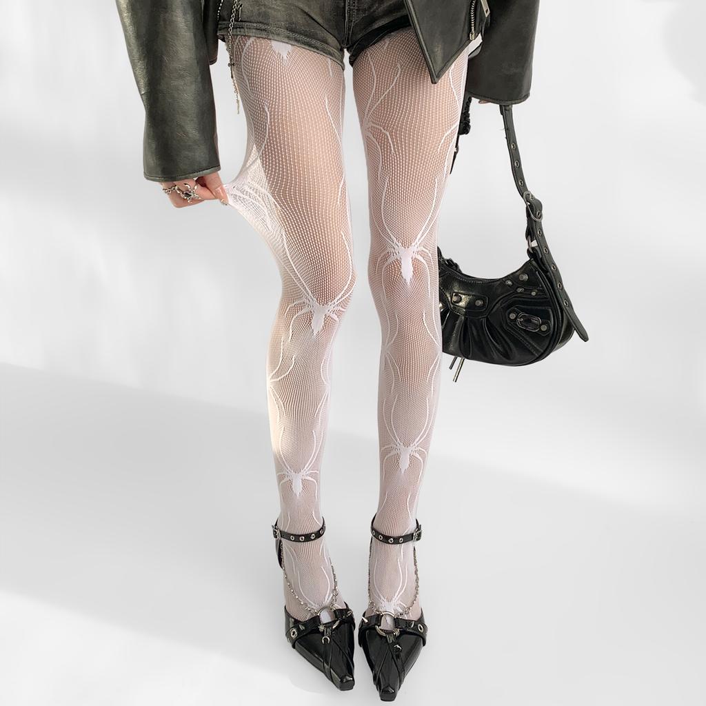 Damen Sexy Spitze Fischernetz Strümpfe Spinne Cosplay Schwarzer Schritt Damen Punk Strumpfhosen Strumpfwaren Nachtclub Party Zubehör