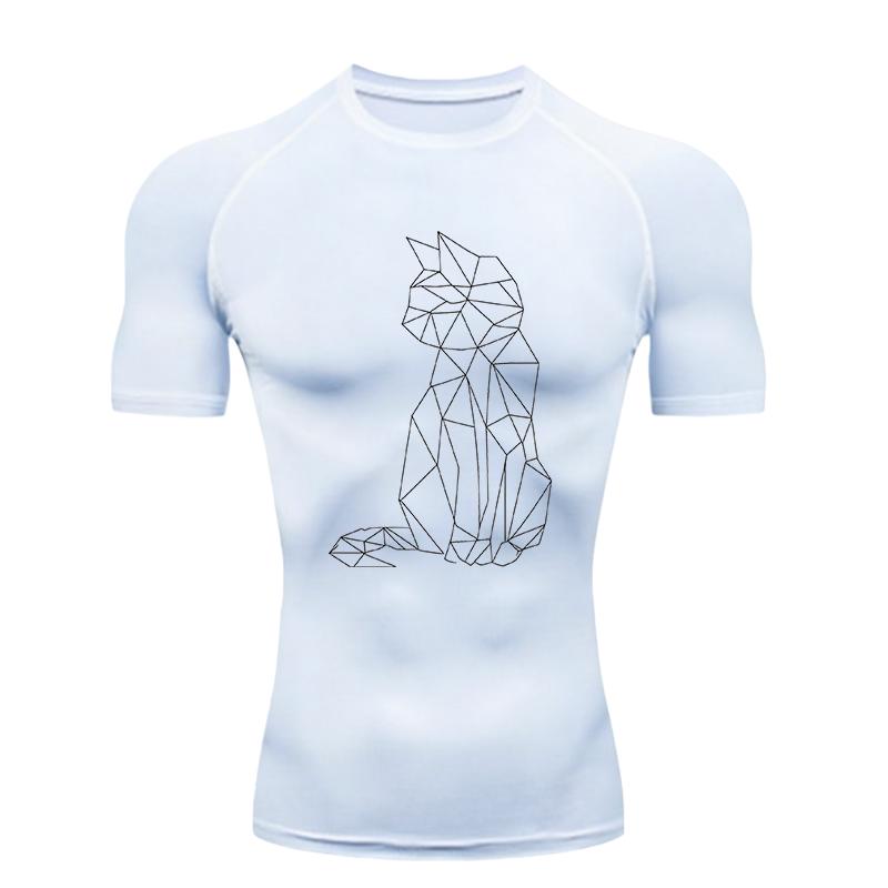 Polygon Cat  Men's Sports T-Shirt Training Fitness Compression Workout T-Shirt Rashgard Tops Tee Short Sleeve T-Shirt Men