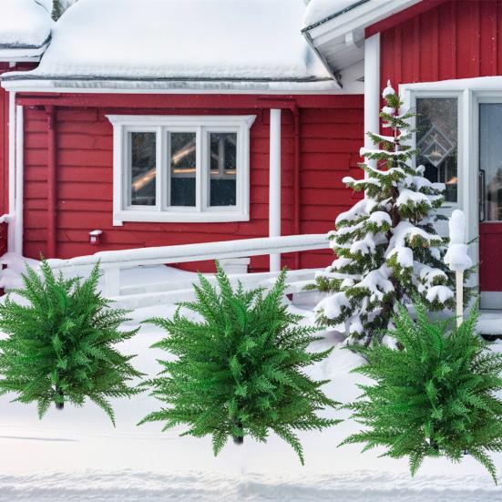 Artificial Pine Topiary Realistic Faux Pine Bushes Artificial Greenery with Spike Christmas Topiary