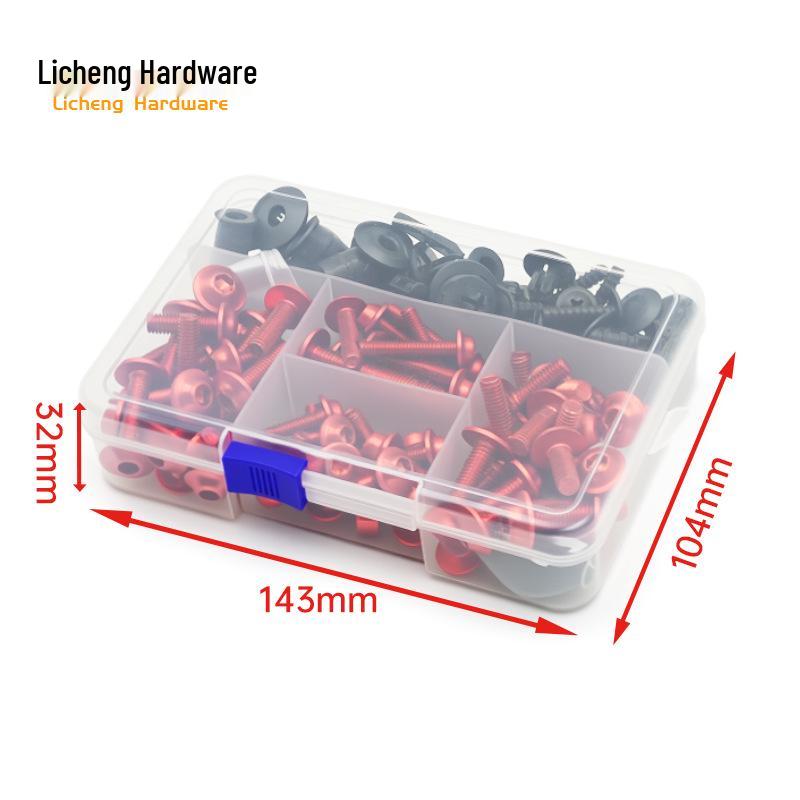 Śruby kolorowe do szyby motocyklowej ze stopu aluminium (177/183/198 szt.)