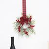 Mini Christmas Cabinet Wreath for Kitchen Red Berry Door Wreath with Bow for Farmhouse Holiday Xmas Party Decoration