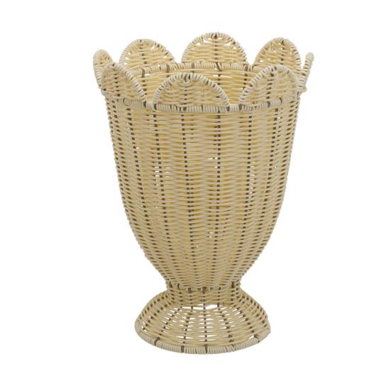 

Boho Weave Pattern Vase for Flower Arrangement Rustic Plastic Flower Basket Decorative Wicker Vase for Farmhouse Tabletop Centerpiece L