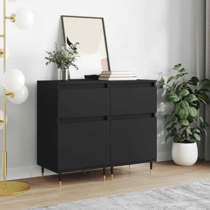 VidaXL Buffets 2 pcs noir 40x35x70 cm bois d’ingénierie 831135