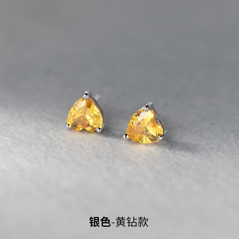 925 Sterling Silver Heart Zircon Piercing Stud Earrings Wedding Luxury Elegant Jewelry For Woman Wholesale Accessories