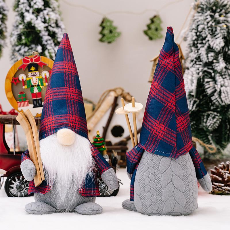And Red Festive Blue Plaid Gnome Decoration Ideal For Cheerful Setups Christmas