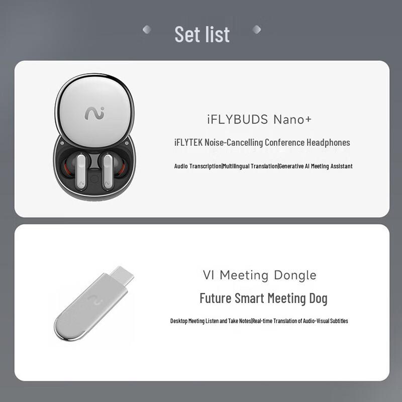 iFLYTEK Nano+ Recording & Noise-Cancelling Conference Earbuds with Conference Dog