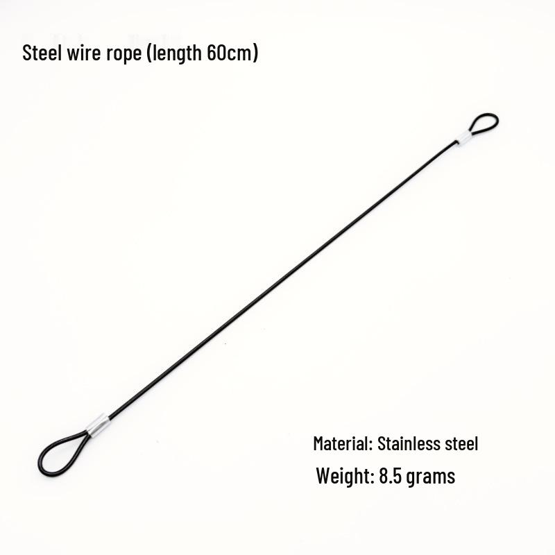 Anti-Lost 60cm Black Rubber-Coated Steel Safety Rope for GoPro/DJI Action Cameras