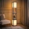 Modern Shelf Floor Lamp with Dual Ambient Light, Standing Lamp Living Room, Bedroom, 156cm, Black