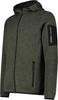 Jacket CMP Man Jacket Knitted Fix Hood (3H60847N) Men's Jacket Made of Dense Knit-Tech Fleece In a Mottled Stripe Pattern with a Hood (3H60847N) Olive/black
