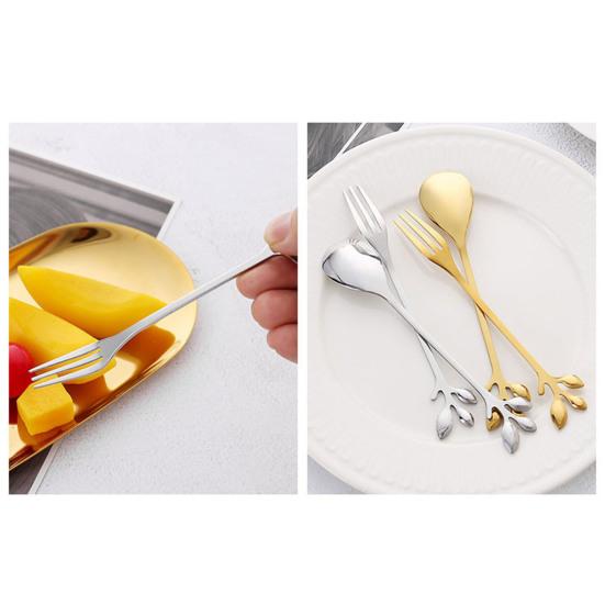 Fork/Spoon Stainless Steel Flatware with Long Handles Rust-Resistant Dessert Utensils for Home Kitchen Restaurant
