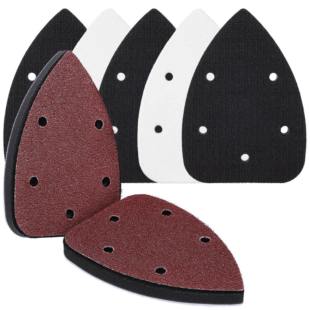 Mouse Sander Sandpaper: Mouse Sanding Pads 5 Holes Triangle Sanding Pads,5 Pcs 40 Mesh Sandpaper + 80/120/180/240 Mesh Sanding Paper
