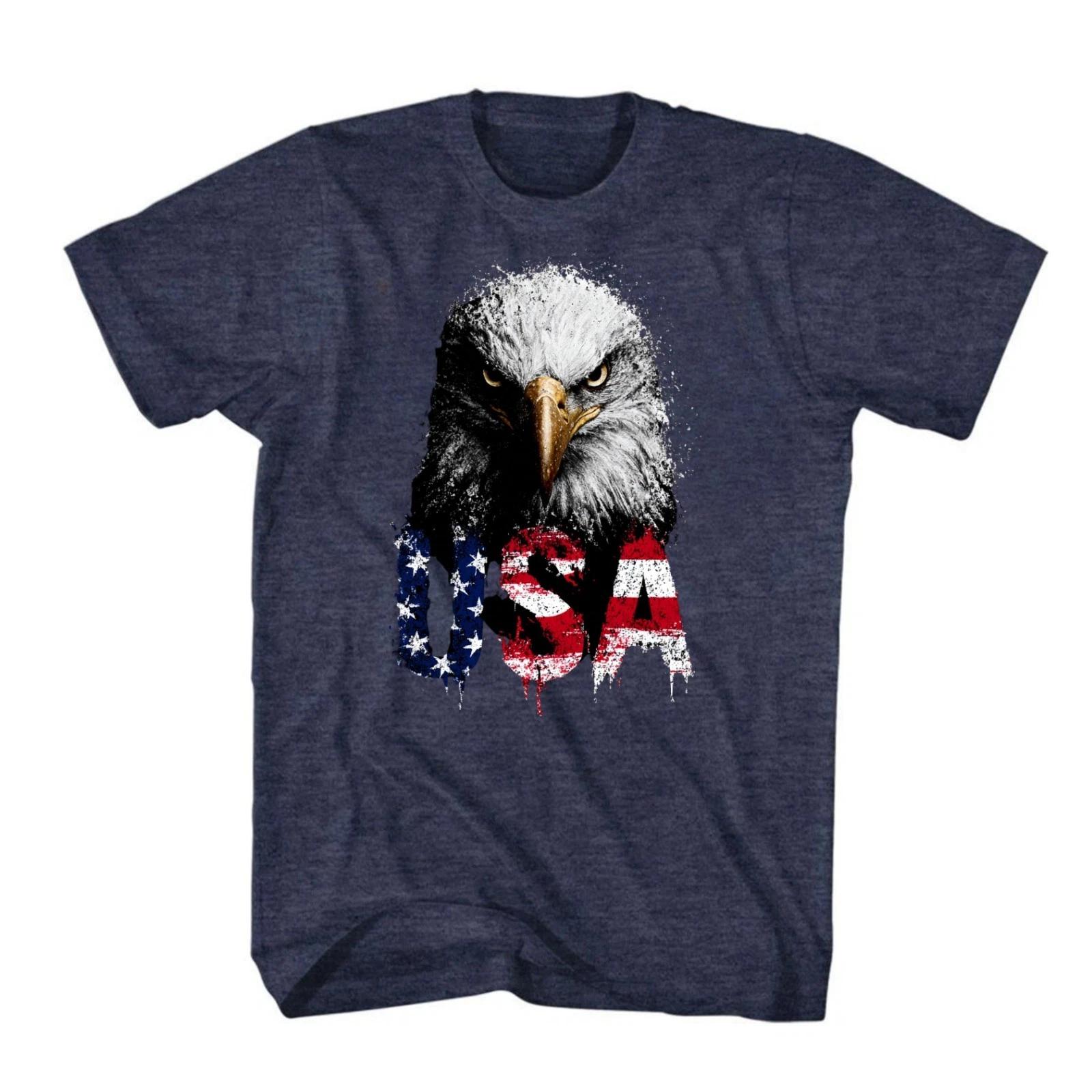 USA Bald Eagle Patriotic Graphic USA T Shirt for 4th of July American Flag Shirt S