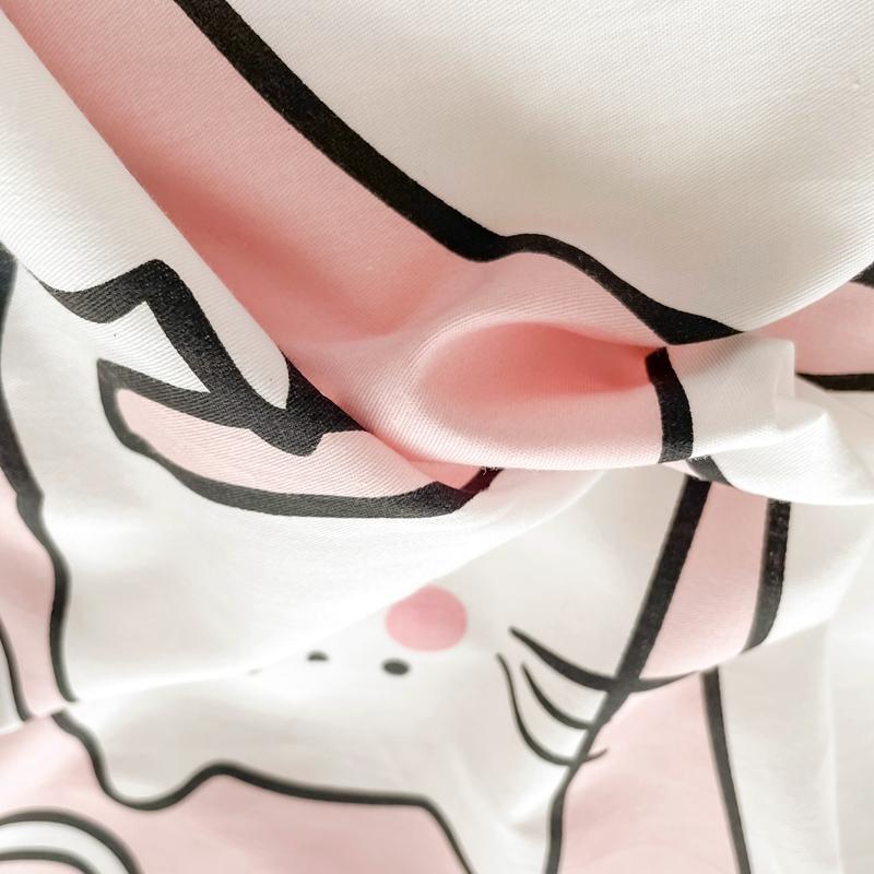 1Pc Cartoon White Cat Pattern Duvet Cover 100% Cotton Comfortable Skin-friendly Comforter Cover for Kids Girls Bedroom Decor