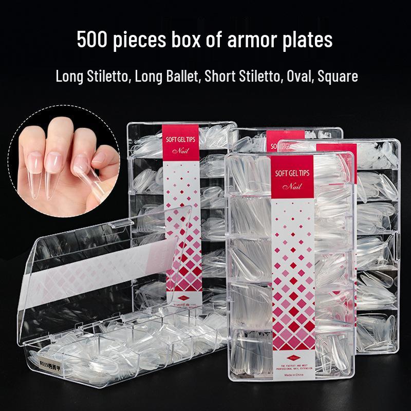 500-Pack Transparent Frosted Traceless Removable False Fingernails - Handmade Wearable Nail Art Stickers