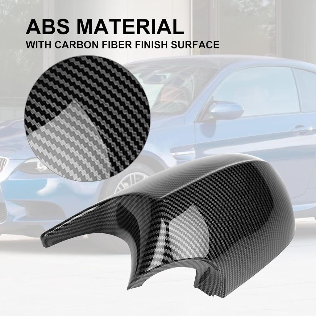Carbon Fiber Side Mirror Cover Caps Carbon Fiber Pattern Rear View Mirror Housing Replacement for BMW E90 E91 E92 E93 PRE-LCI M3 Style