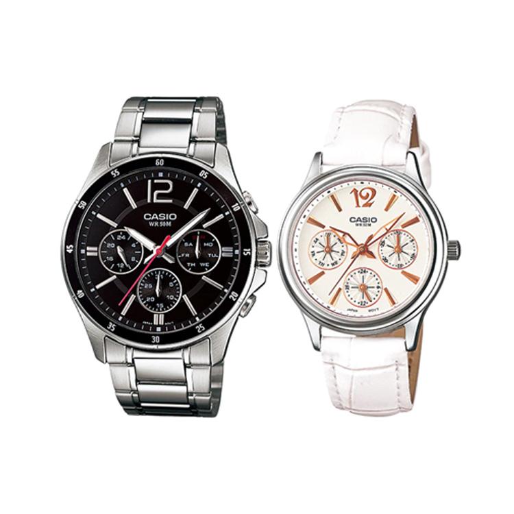 CASIO Men Pair Table Series Black Watch MTP-1374D-1A P-2085L-7A