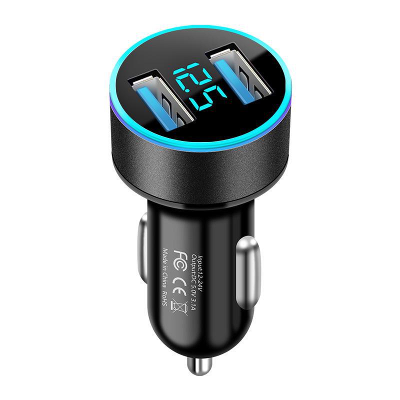 New Car Charging Digital Adapter Dual USB Car Charging Multi Functional Intelligent Car Charging Socket 12.5 Fixed Digital 3.1A