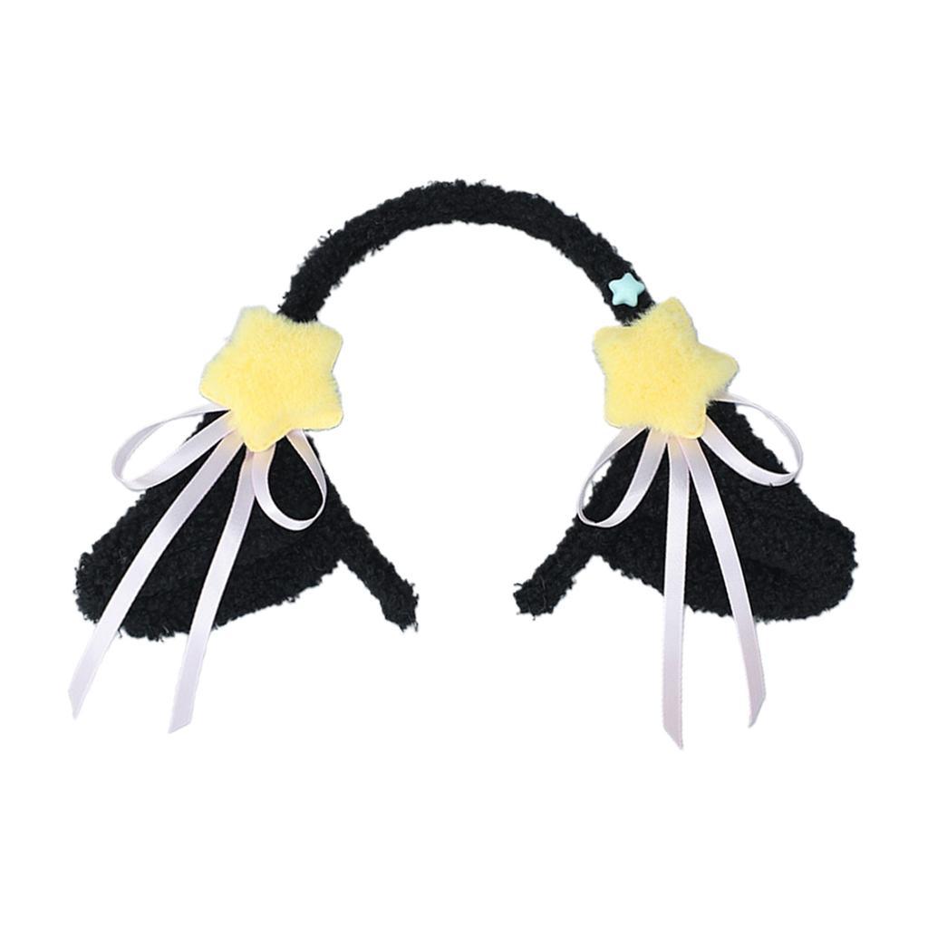 Furry Ear Hairhoop for Women with Bowtie Plush Hairband LolitaStyle Cosplay Headband Party Costume Masquerade Headdress