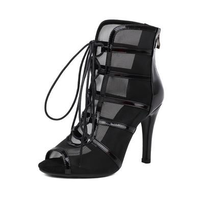 Lateinamerikanische Tanzschuhe für Damen, Schnürschuhe für Gesellschaftstänze, moderne Tanzstiefel, hohe Bachata- und Salsa-Schuhe für Partys