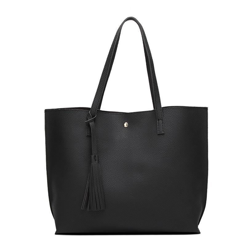 

Stylish And Spacious Women s Shoulder Bag With Tassel Ideal For Everyday Use 36*30*23cm чёрный