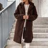 Women Trench Coat Plush Thicken Overcoat Autumn Winter Single-breasted Teddy Jacket Long
