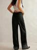 European-Style Stretchy Rhinestone Black Denim Women's Pants