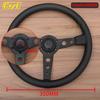 JDM Prototipo Style Black Edition Steering Wheel 14inch Leather Modified Sports Steering Wheel Car Accessories