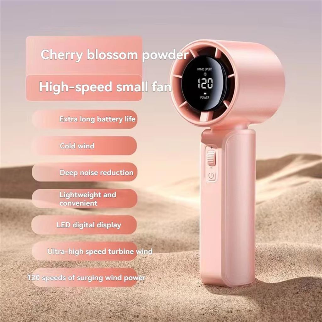 120 Speed High-speed Handheld Fan, Strong Wind, External Digital Display, Portable And Powerful Handheld Fan, Roller Control