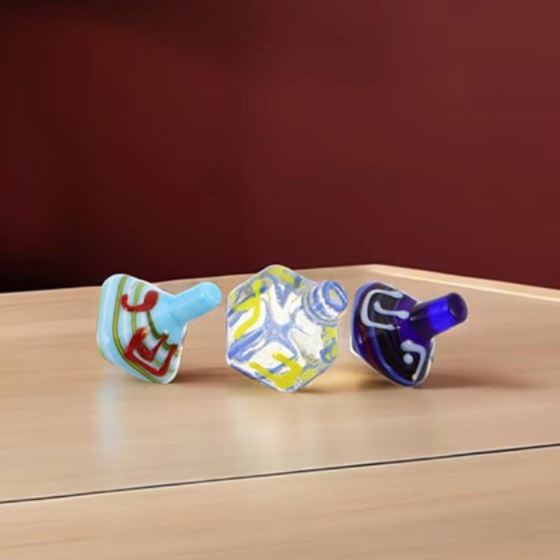 New 1/3PCS Glass Dreidel - Handmade Hanukkah Classic Game Judaica Collectibles Retro Home Party Decor Gift